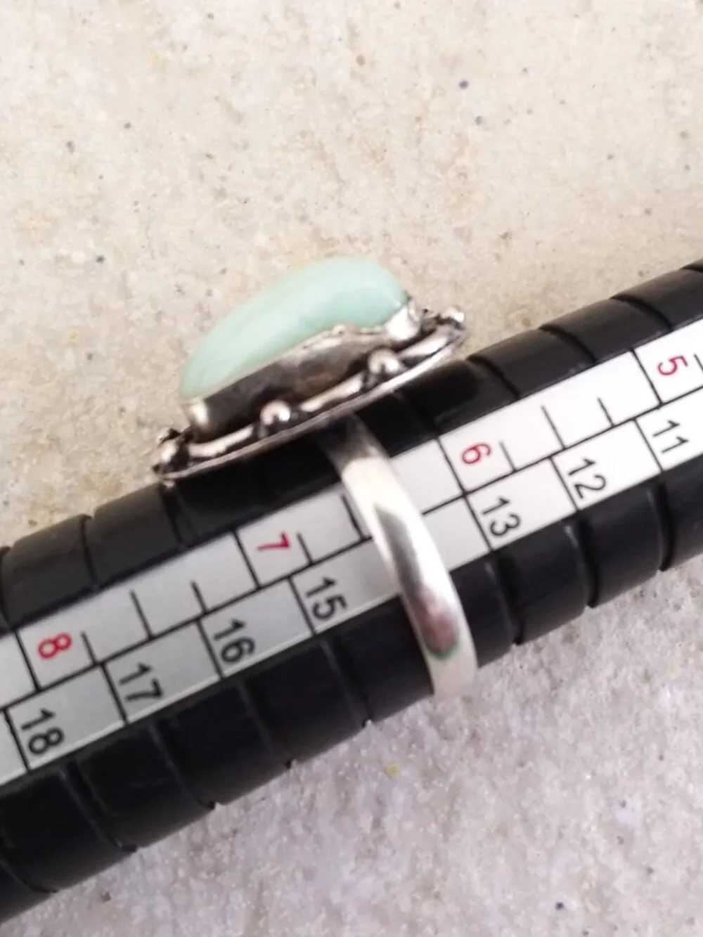 Sz 6.5 ~ Pale Green Amazonite Ring! SilverPlated - Boho Girlie Feminine Festival